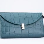 The Lira Clutch - Aqua Green Pebbled Leather