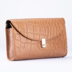 The Lira Clutch - Camel Croc Embossed
