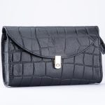 The Lira Clutch - Black Croc Embossed